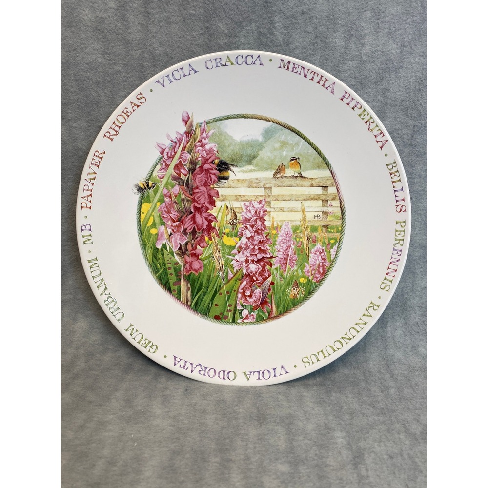 Wildflower Meadow Decorative Plate‎ by Magdalen Bonham Birds Bees Flowers